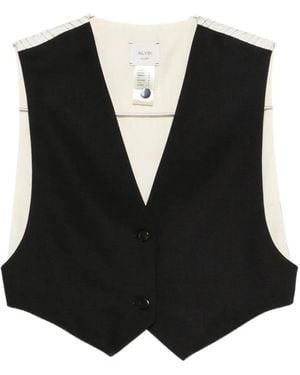 Alysi Pinstripe-Pattern Button-Fastening Waistcoat - Black