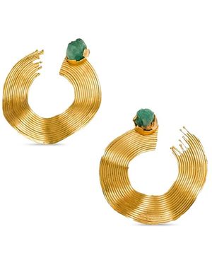 FENOMENA Aretes Opened Emerald Maxi Waves Earrings - Metallic