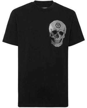 Philipp Plein Crystal-Embellish Cotton T-Shirt - Black
