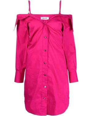 Blugirl Blumarine Off-Shoulder Shirt Dress - Pink