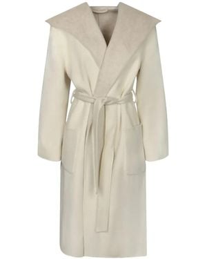 P.A.R.O.S.H. Abrigo con cinturón y capucha - Blanco