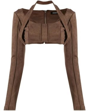 MISBHV Faux Suede Crop Top - Brown