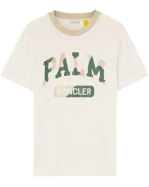 Palm Angels x Moncler X Moncler Logo-Print Cotton T-Shirt - Natural