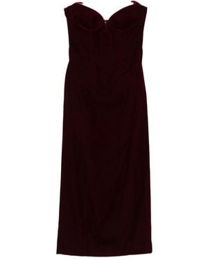 Mugler Burgundy Velvet Midi Dress - Purple