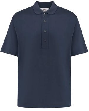 Alpha Studio Buttoned Short-Sleeve Polo Shirt - Blue