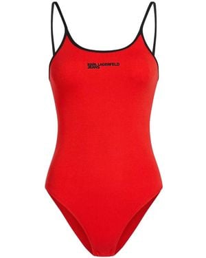 KARL LAGERFELD Ribbed Bodysuit - Red