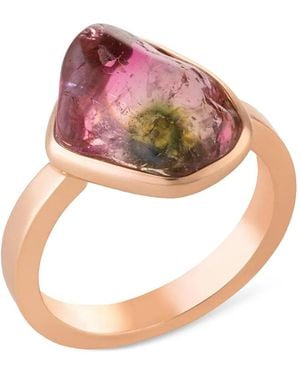 CLARA CHEHAB Bague Genesis Petit Format À Tourmaline Pastèque - Marron