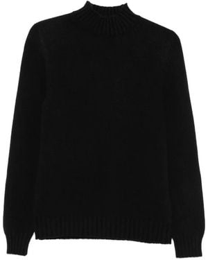 Fedeli Ribbed-Knit High-Neck Knit - Black