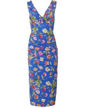 Carolina Herrera Poppy Print Sleeveless Midi Dress - Blue