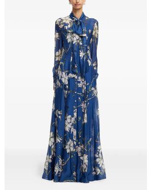 LEO LIN Katrina Floral Bow Maxi Dress - Blue