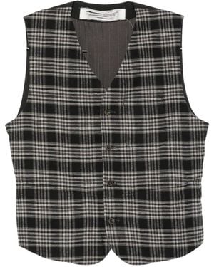 Individual Sentiments Check-Pattern Button-Up Waistcoat - Grey