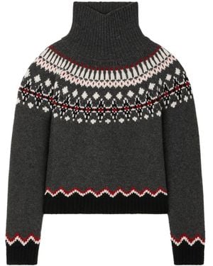 Alanui Sweet Winter Fair Isle Turtleneck Jumper - Black