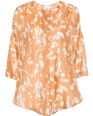 Alysi Abstract-Print Silk Blouse - Orange