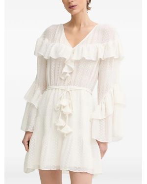 Guess Ruffled Dress With Belt - White
