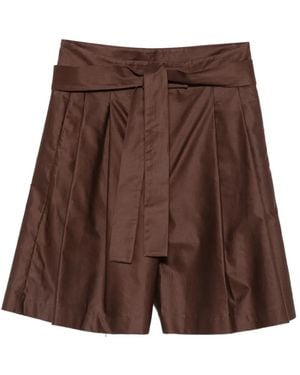 Dusan Belted Pleated Shorts - Braun