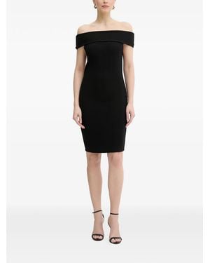 ARMANI EXCHANGE Ottoman Off-Shoulder Logo-Embellished Mini Dress - Black