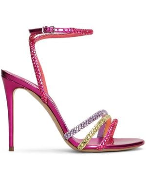Casadei 140 Andromeda Crystal-Embellished Heeled Sandals - Pink