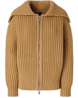 Pinko Ribbed Zip-Up Cardigan - Brown