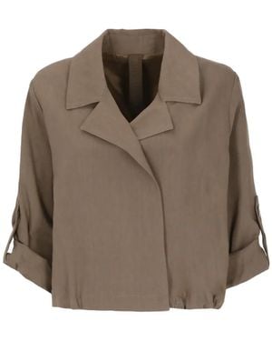 Marella Roll-Up-Sleeve Cropped Jacket - Brown