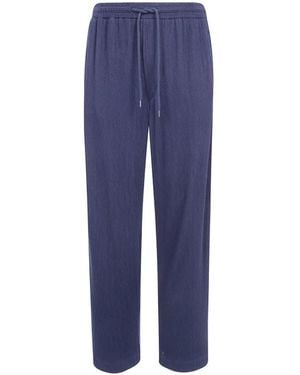 Giorgio Armani Crinkled-Effect Drawstring Trousers - Blue