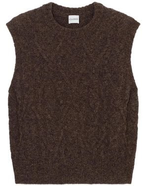 Closed Crew-Neck Vest - Brown