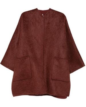 Max Mara Brushed-Finish Oversized Coat - Red