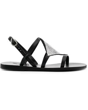 Ancient Greek Sandals Barbara Chainmail Detailing Sandals - Black