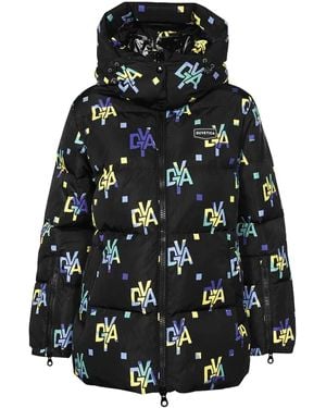 Duvetica Gefütterte Jacke mit Monogramm-Print - Schwarz