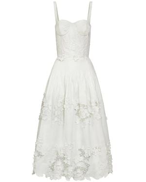 Oscar de la Renta Flower-Detail Midi Dress - White
