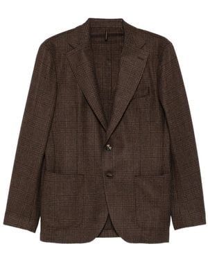 Dell'Oglio Check-Pattern Single-Breasted Blazer - Brown
