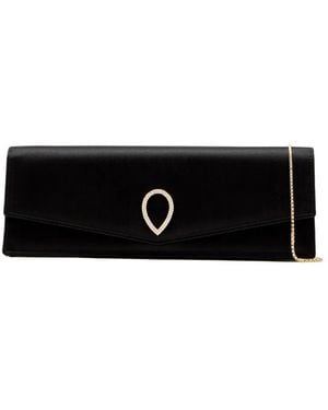Jennifer Chamandi Satin Clutch Bag - Black