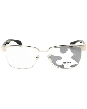 Versace Medusa-Plaque Rectangle-Frame Glasses - Natural