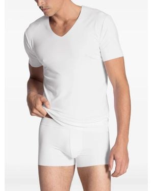 CALIDA T-Shirt mit V-Ausschnitt - Weiß