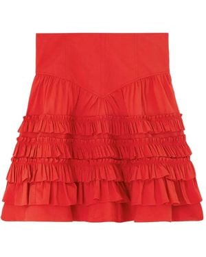 Ganni Organic Cotton Mini Skirt - Red