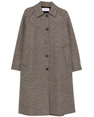 Harris Wharf London Houndstooth-Pattern Single-Breasted Coat - Grey