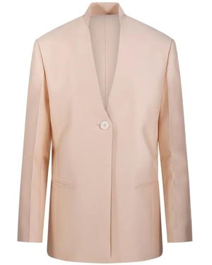 Sandbeige Blazer con botones - Rosa