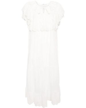 B+ AB Broderie-Anglaise Cotton Midi Dress - White