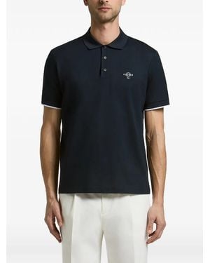 Peserico Piquet Logo-Print Polo Shirt - Blue