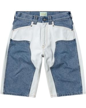 Aries Shorts Denim A Inserti - Blu