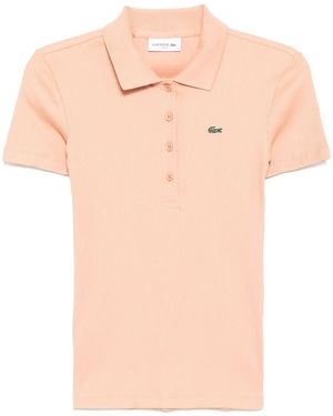 Lacoste Ribbed Polo Top - Pink