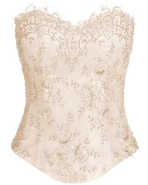 ALEXIA & ANTONIA Embellished Lace Corset - Natural