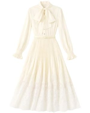 Self-Portrait Satin Lace Midi Dress - White