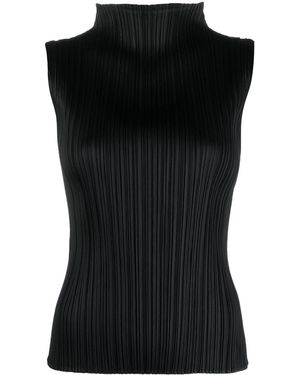 Pleats Please Issey Miyake Mock-neck Pleated Tank Top - Black
