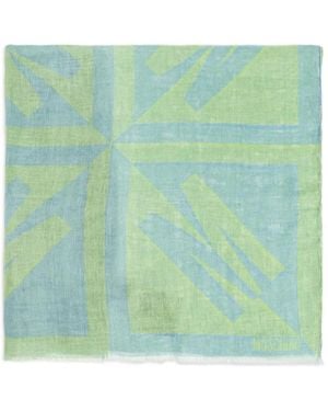 Moschino Geometric-Print Linen Scarf - Green