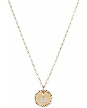 David Yurman 18Kt B Initial Charm Diamond Necklace - Metallic