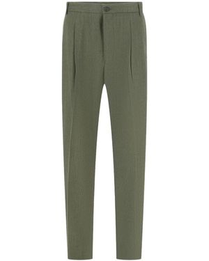 Laneus Pleated Virgin Wool Pants - Green