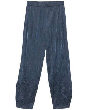 Giorgio Armani Plissé-Effect Crystal-Embellished Trousers - Blue