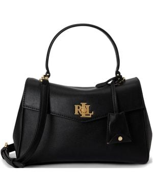 Ralph Lauren Small Farrah Leather Satchel Bag - Black