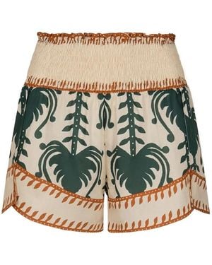 Johanna Ortiz Gesmokte Linka Shorts Mit Print - Natur