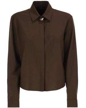 Fabiana Filippi Jewel-Embellished Concealed-Fastening Shirt - Brown